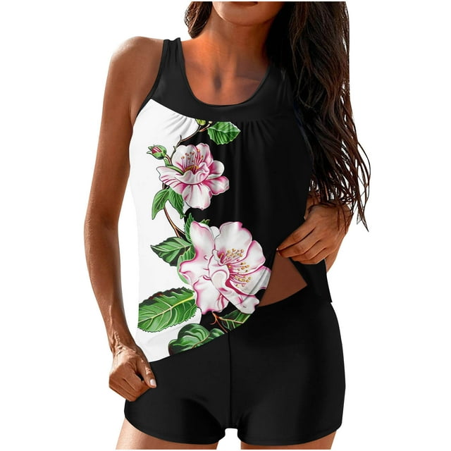 Birdeem Ensembles de Bikinis pour Femmes Mode Multicolore Rétro Imprimé Fleur Feuille Maillot de Bain Deux Pièces