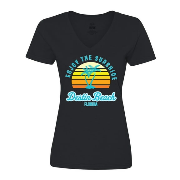 Inktastic Summer Enjoy the Sunshine Destin Beach Florida in Blue Women's V-Neck T-Shirt
