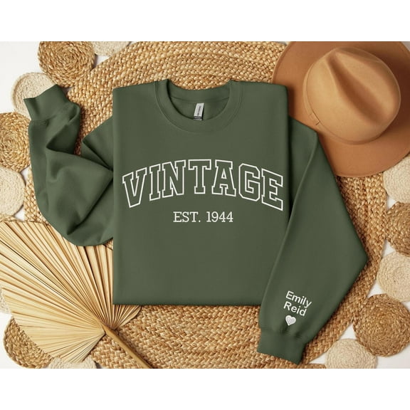 Custom Embroidered Sweatshirt, Varsity, College Letters Sweater, Retro Sweatshirt, Name on Sleeves, Unisex Sweatshirt, LINHKHA