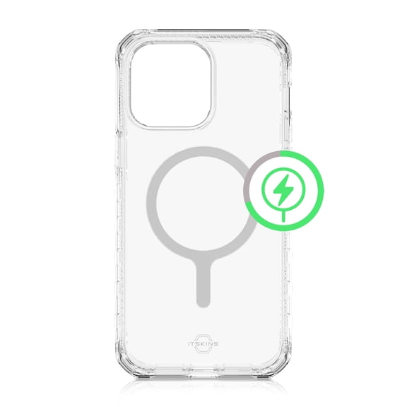 ITSKINS SUPREME-R CASE FOR IPHONE 14 PRO (6.1") - 100% RECYCLED MATERIALS - MAGSAFE COMPATIBLE - CLEAR SERIES - TRANSPARENT WHITE PRINT