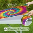 thumbnail image 6 of Colorful Rainbow Tie Dye Spiral Pattern Square Fitted Tablecloth with Elastic Edge,Square Table Cover,Washable Elastic Table Cover for Home Kitchen Party Decor 34"x34", 6 of 6