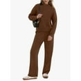 thumbnail image 4 of Women'S 2 Piece Sets Sweatshirt Casual Travel Outfits Lounge Wide Leg Tracksuit Cozy Sweatsuits Fashion Coffee XL, 4 of 7