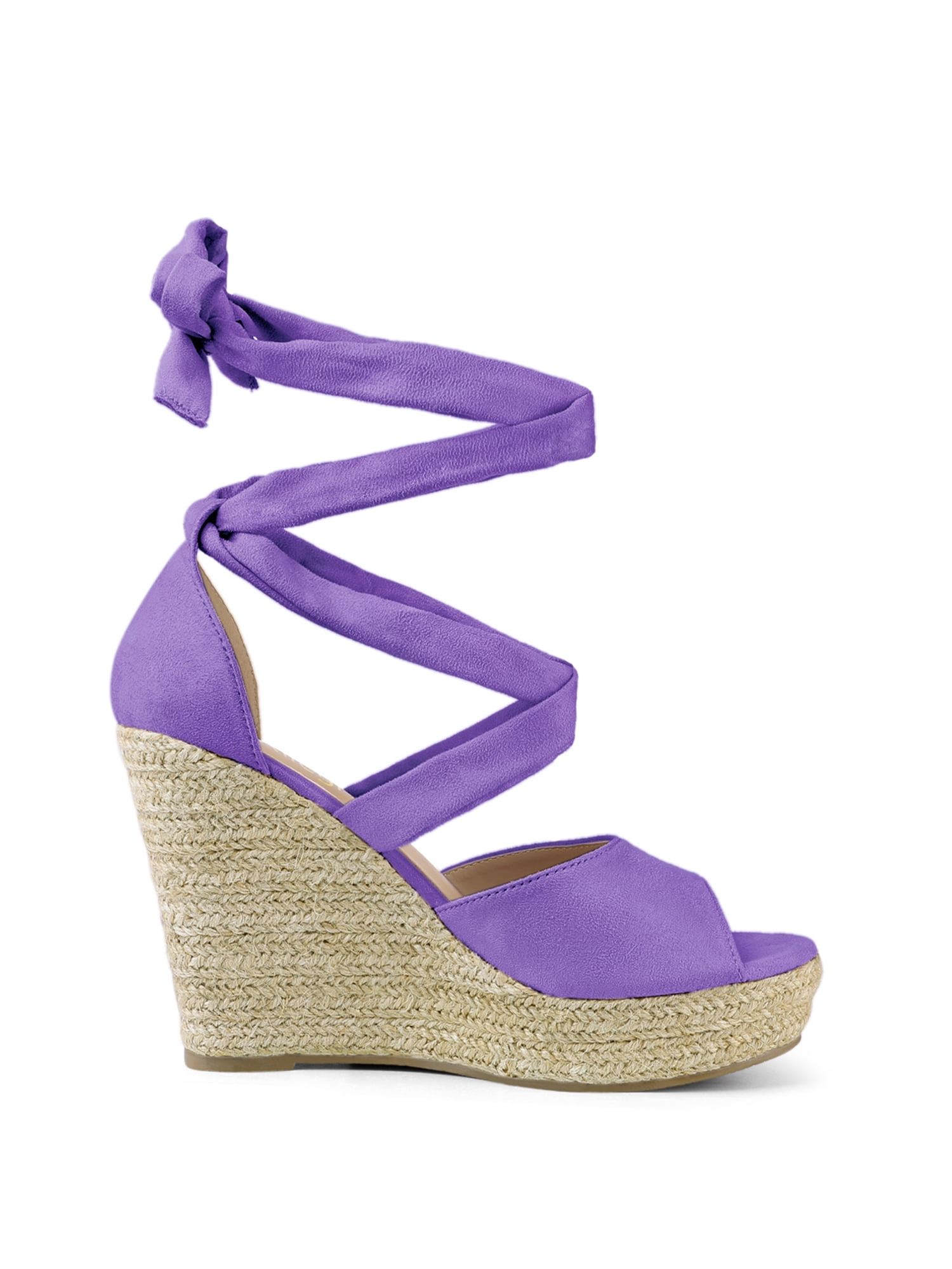 DARING DIVA Women's Lace Up Espadrilles Platform Wedges Sandals Purple 8.5
