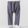 thumbnail image 4 of XIAOCHA Men's Drop Crotch Pants Loose Drawstring Straight Pants Retro Casual Daily Wear Pants With PocketGreyXXXXL, 4 of 5