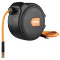 thumbnail image 1 of Freeman P1465CHR 1/4" x 65' Compact Retractable Air Hose Reel with Fittings Spring Loaded Compressed Air Hose with Auto-Guide Rewind & 180° Swivel Mount, Black, Orange, 1 of 5