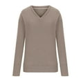 thumbnail image 6 of YUGYXL Womens Sweatshirts V Neck Long Sleeve Shirts Loose Casual Fall Fashion Ladies Sweaters Khaki M, 6 of 8