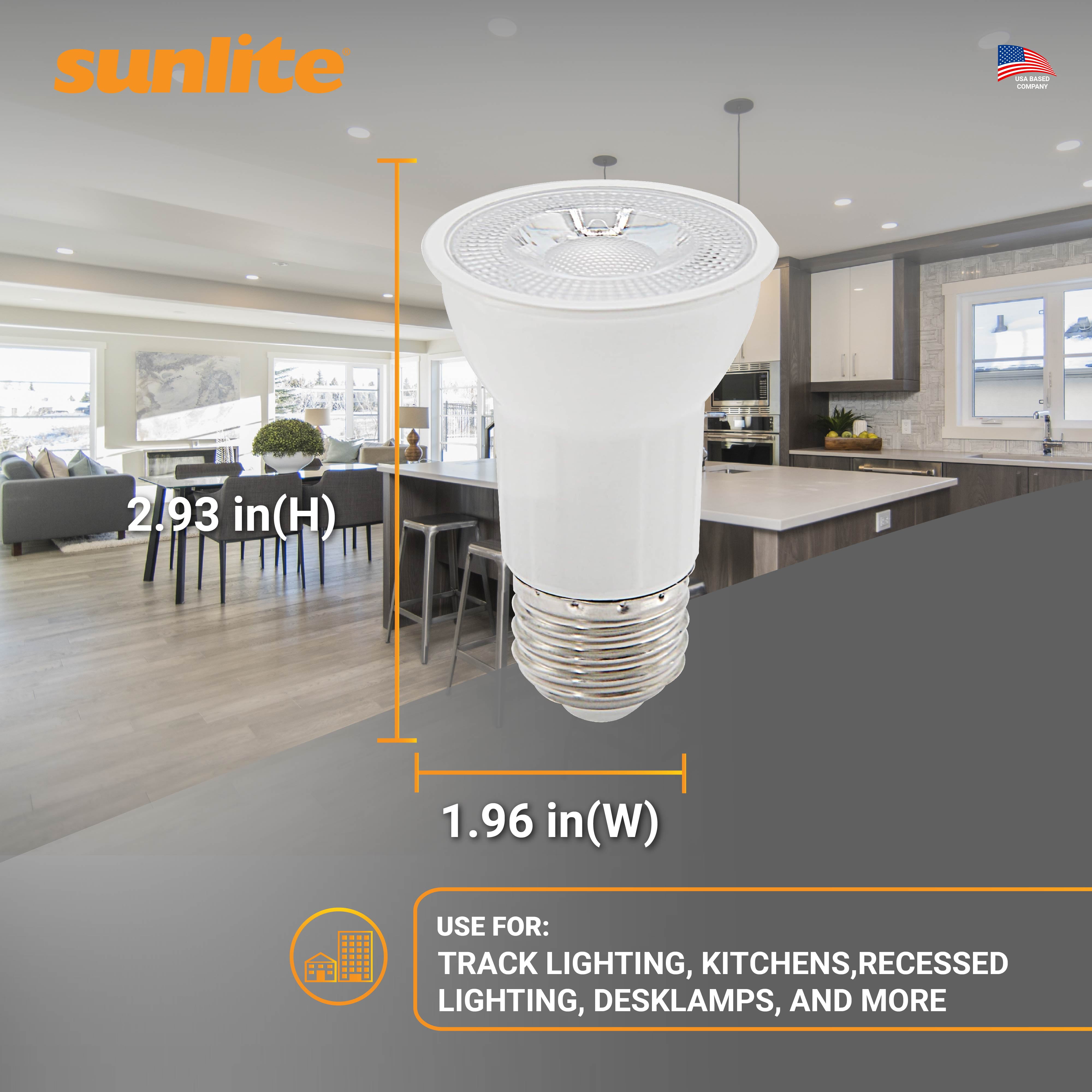 Sunlite LED PAR16 Long Neck Recessed Spot light Bulb, 7 Watt (75W Halogen Replacement), Medium E26 Base, Dimmable, ETL Listed, 5000K Daylight, 6-Pack