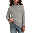 thumbnail image 5 of Girls Half Turtleneck Long‑Sleeve Ribbed Knit Tops, Slim Stretchy Contrast Trim Basic Layering Pullover for Cool Season Daily Wear | CSEONE, 5 of 6