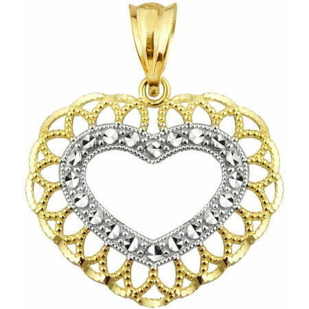 US GOLD 10kt Gold Scallop Frame Heart Charm Pendant