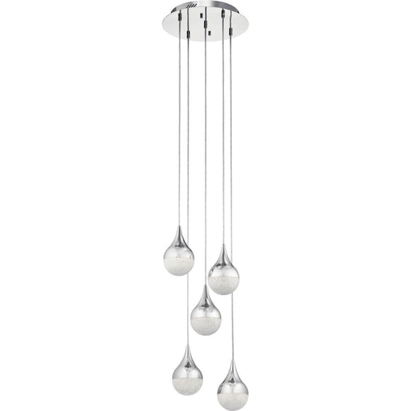 Elan Kiss 83948 5-Light LED Spiral Pendant Light, 36W, Chrome Finish