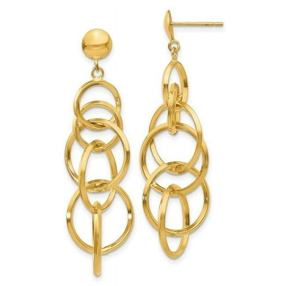 Primal Gold 14 Karat Yellow Gold Circle Drop Post Earrings