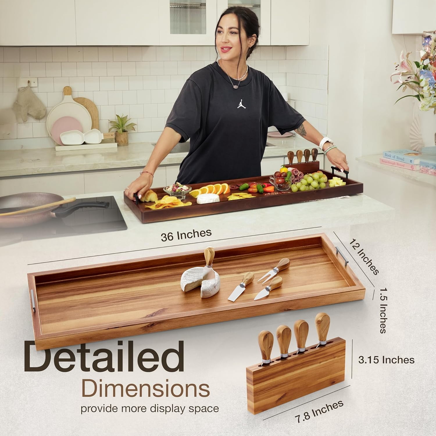 Charcuterie Boards TIDITA 36 Inch Large Acacia Wood Charcuterie Board ...
