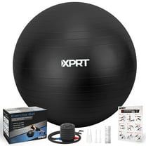 XPRT Fitness 55 cm Black Exercise Ball, Heavy-Duty Anti-Burst Yoga Stability Ball with Foot Pump for Office and Home Use