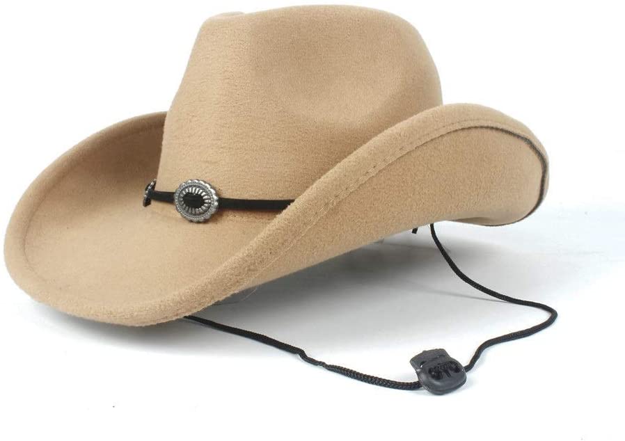 Wool Leather Belt Shapeable Wide Brim 
