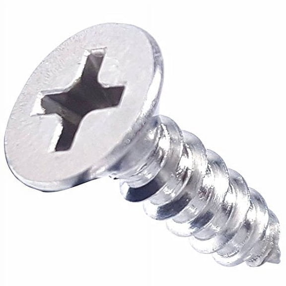 #4 x 3/8" Flat Head Wood Screws, Phillips Drive, Type 316 Marine Grade Stainless Steel, Full Thread, Bright Finish, Quantity 100 By Fastenere
