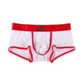 thumbnail image 4 of VONCOS Mens Low Rise Mesh Boxer Briefs Sheer Breathable Everyday Underwear Quick Dry Nylon Spandex No Roll Elastic Waistband White/Red Trim,Size M, 4 of 4