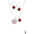 thumbnail image 2 of Delight Jewelry Silvertone Domed Multi Color DH Red Lucky Ladybug Necklace and Dangle Earrings Set, 2 of 6