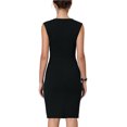 thumbnail image 4 of INSPIRE CHIC Women's Sheath Dress Pleated Neck Pencil Wear-to-Work Dresses 2XL Black, 4 of 6
