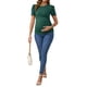 thumbnail image 2 of Blusa de maternidad de mujer INSPIRE CHIC, de punto acanalado, con mangas cortas abullonadas, camiseta arrugada para fotos de baby shower, pequeña, verde, 2 of 6