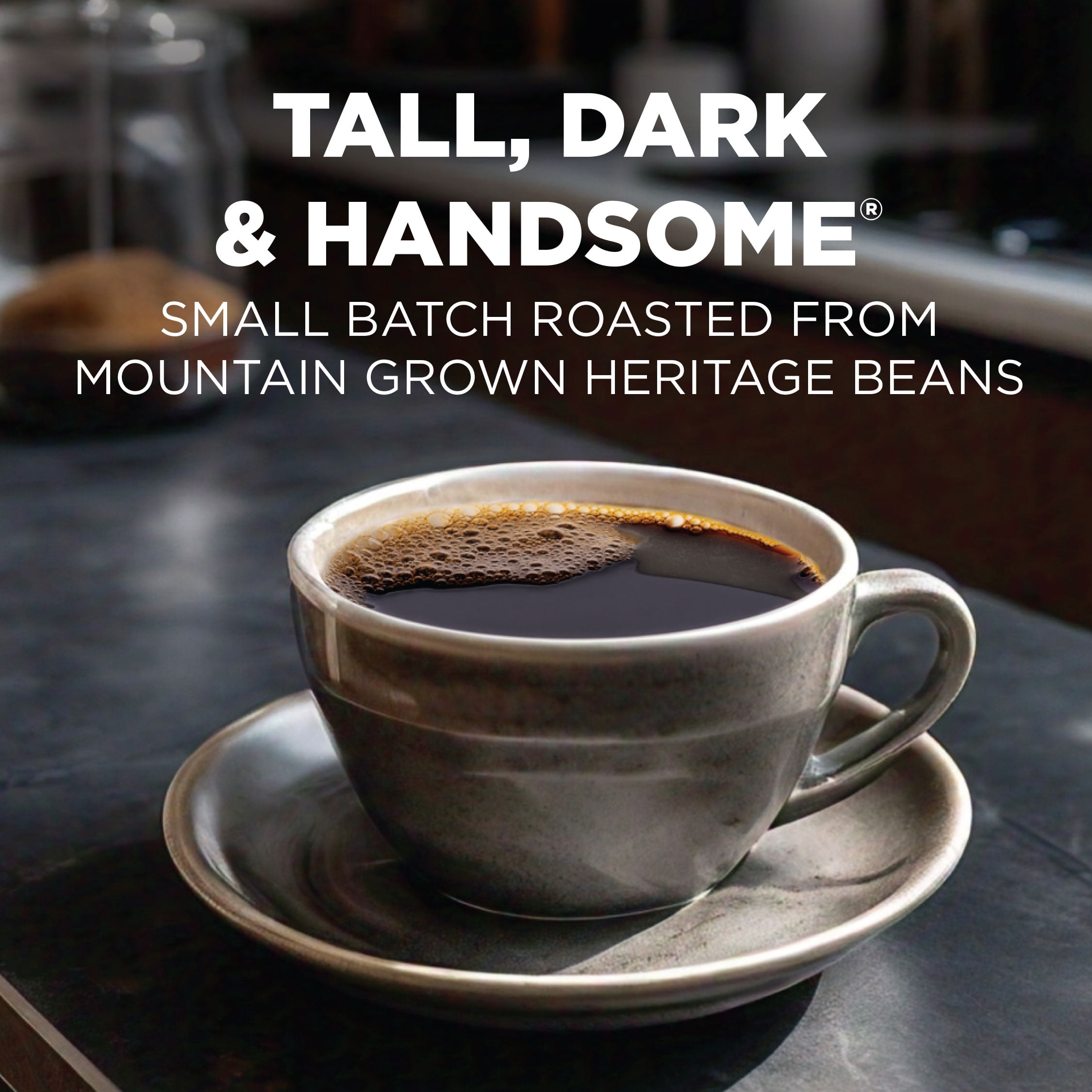 Maud's Dark Roast Coffee Pods, Tall Dark and Handsome, Compatible w/ K-Cup Brewers, 100ct