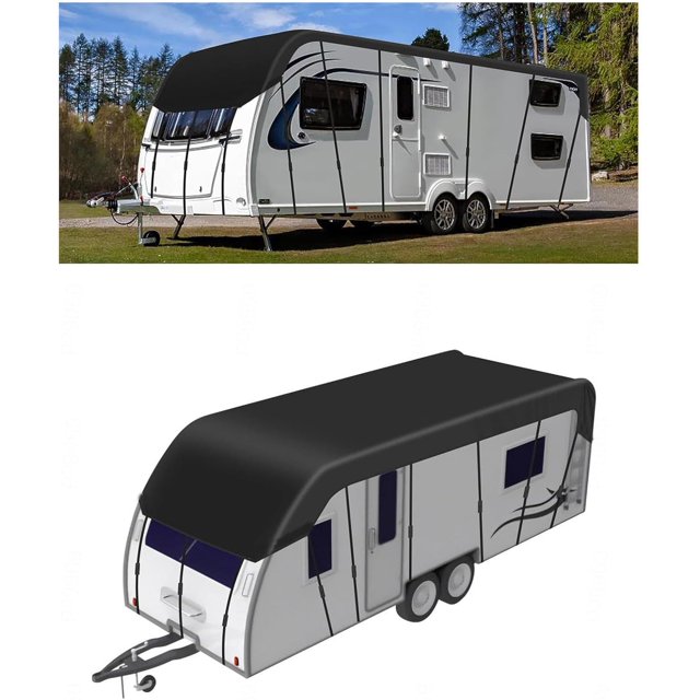 Rv Covers 210D Oxford Cloth Class C Rv Cover Foldable Storage, Easy to Clean Rv Cover Rv Cover,Black-9.5m×3m