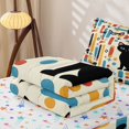 thumbnail image 5 of Manfei Mid Century Black Cat Zipper Twin Comforter Sets with Fitted Sheet and 2 Pillowcases, Boho Rectangle Zipper Bedding Set, Cream Red Blue, Stars Reversible, 4 Pieces, 5 of 7