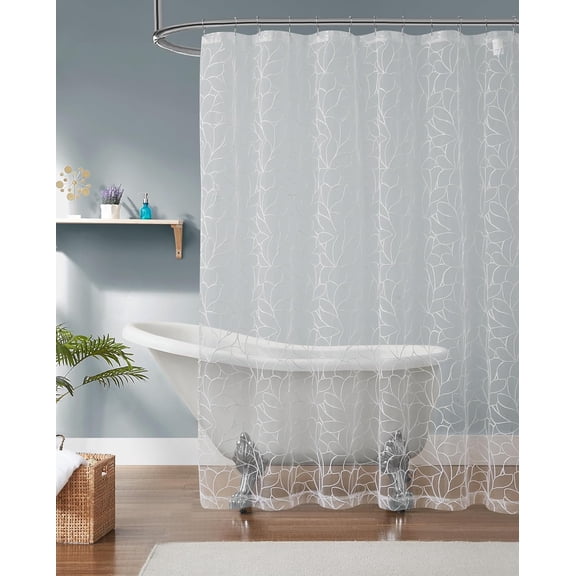 WARM HOME DESIGNS 72 Inch White Shower Curtain with White Embroidery for Boho Design Bohemian or Shabby Chic Bathroom Decor. OLI SH 72 WHITE
