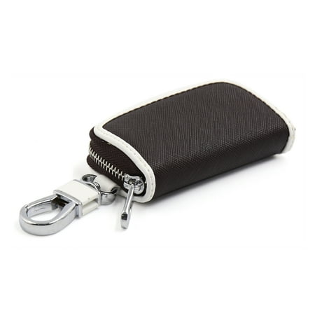 Brown White Border Faux Leather Men Car Key Chain Coin Holder Zipper Case Wallet | Walmart Canada