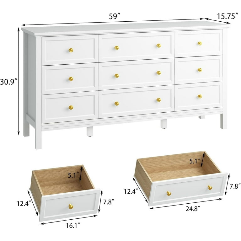 white and gold 9 drawer dresser Swedish 9 Drawer Dresser in Light Blue with White and Gold Trim