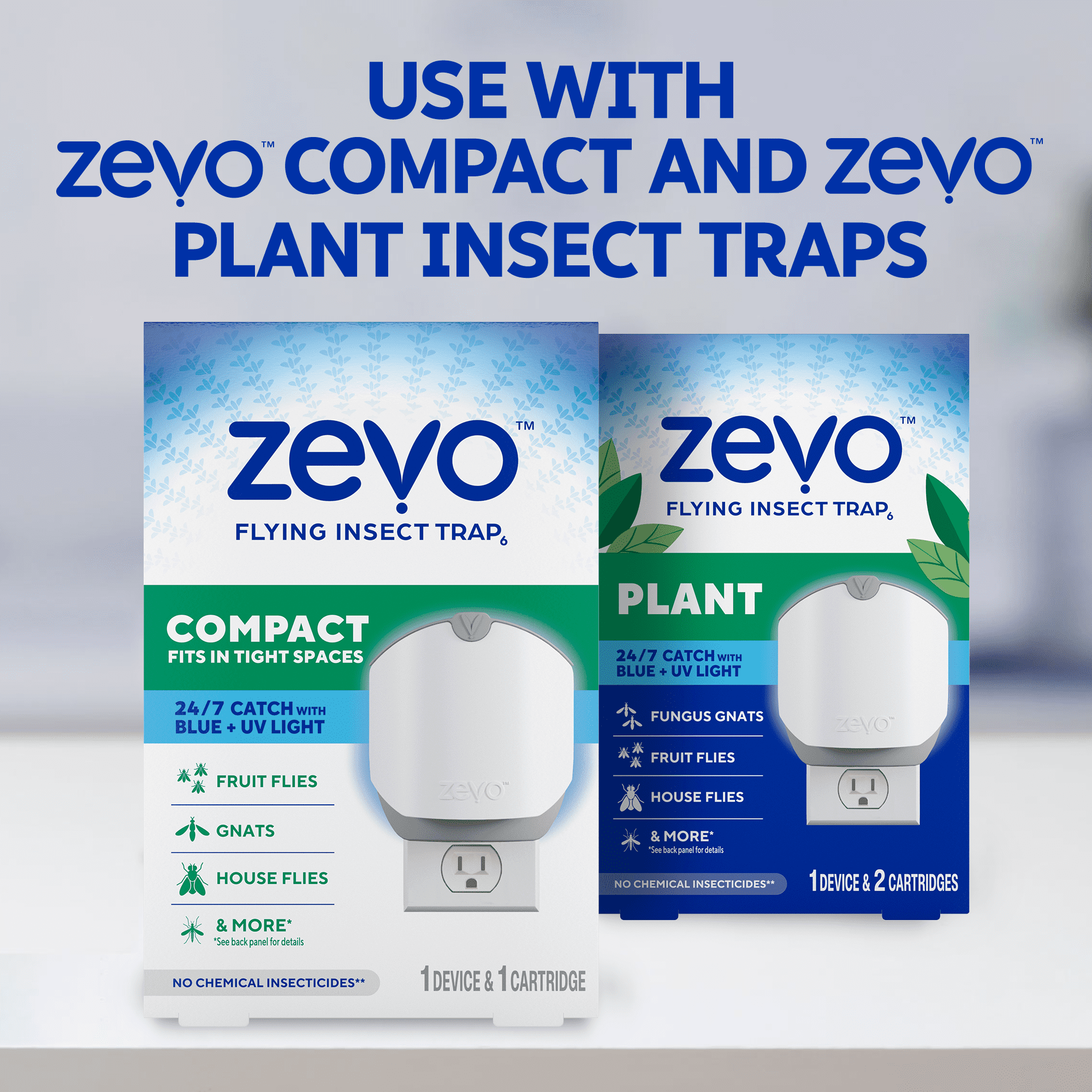Zevo Compact Flying Insect Trap Refill - 2 Compact Refill Cartridges