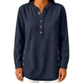 thumbnail image 6 of Womens Denim Shirt Long Sleeve Button Down Shirt Casual Jean Shirt Jacket Vintage Denim Blouses Tops with Pockets Navy L, 6 of 6