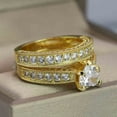 thumbnail image 7 of GY Yellow Gold Plated Heart cut AAA CZ 2pcs Womens Wedding Ring Sets Bridal Sets, 7 of 7