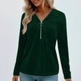 thumbnail image 2 of Tauxra Long Sleeve Tops for Women, Casual V Neck Blouse with Zipper Front, Solid Color Pullover for All Season and Daily Wear, 2 of 7