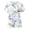 thumbnail image 5 of Fesfesfes Tshirts Shirts for Women Graphic Women Printing Round-Neck Lace Hollow Out Short Sleeve Pullover Slimming Blouse T-shirt Tops Womens Turtleneck Bodysuit L(US:8), 5 of 5
