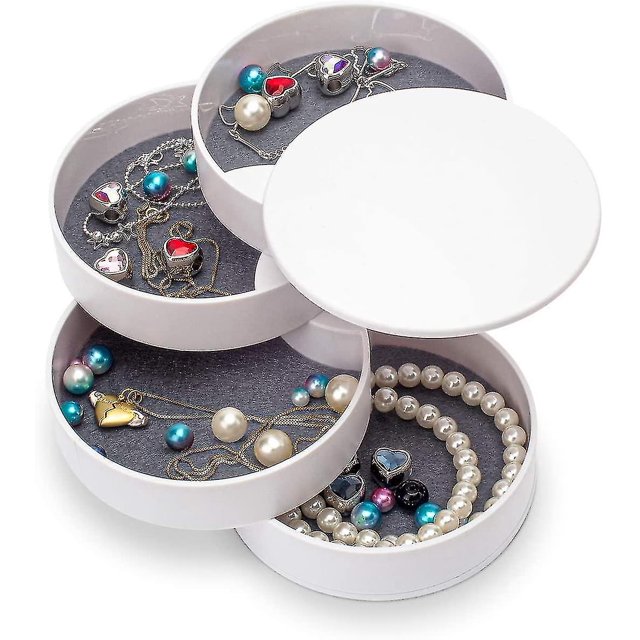 Jewelry Organizer Box Earring Holder Jewelry Storage 4-layer Rotatable Jewelry Box
