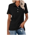 thumbnail image 1 of Womens T Shirts Summer Lapel Polo Slim Fit Short Sleeve Solid Color Leisure Lady Tees, 1 of 8