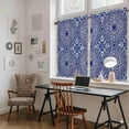 thumbnail image 5 of Navy Blue Kitchen Curtains 45 Inch Length, Traditional Tribal Abstract Geometric Tiers Curtains for Bathroom Bedroom Cafe, Light Filtering Small Window Treatment Short Drapes 2 Panels 42"Wx45"L, 5 of 8