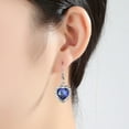 thumbnail image 3 of Guodhu Ocean Heart Jewelry Set - Blue Sapphire Heart Necklace & Stud Earrings, Silver CZ Diamond Earrings , Wedding/Anniversary Bridal Gifts, 3 of 5