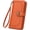 Orange, variant on Wallets for Women, PU Leather Credit Card Holder Wallet with Wrist Strap, Large Capacity Long Wallet with 12 Card Slots, ID Window, Zipper Pocket and Snap Closure,Orange