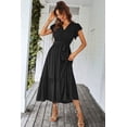 thumbnail image 2 of Vestido PRETTYGARDEN Maxi Negro con Volantes y Escote Cruzado XL, 2 of 7