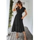 thumbnail image 2 of Vestido PRETTYGARDEN Maxi Negro con Volantes y Escote Cruzado XL, 2 of 7
