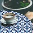 thumbnail image 2 of Ambesonne Evil Eye Fitted Round Tablecloth, Symmetrical, 56"- 60" Diameter, Blue Pale Blue White, 2 of 5