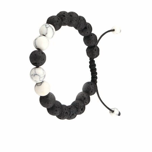 Mode Correspondant Bracelets Réglable Noir Mat Roches Diffuseur Bracelet de Prière Perles Femmes Accessoires Cadeaux pour les Hommes 8mm Pin Blanc