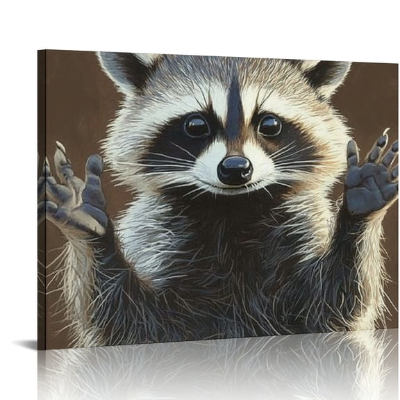 FCXZI Raccoon Canvas Prints Wall Art Ready To Hang for Home Decor 16x12in