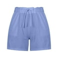 thumbnail image 4 of JINMGG Shorts for Women Clearance $5 Fashion Women's Summer Casual Drawstring Lacing Pocket Solid Color Shorts Blue M, 4 of 8