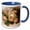 Blue/White, variant on 3drose, Ellen Clapsaddle – Cute Girl with Big Pink Rose, 11oz Two-tone Black Mug