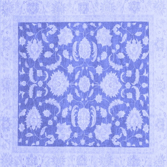 Ahgly Company Machine Washable Indoor Square Oriental Blue Traditional Area Rugs, 7' Square