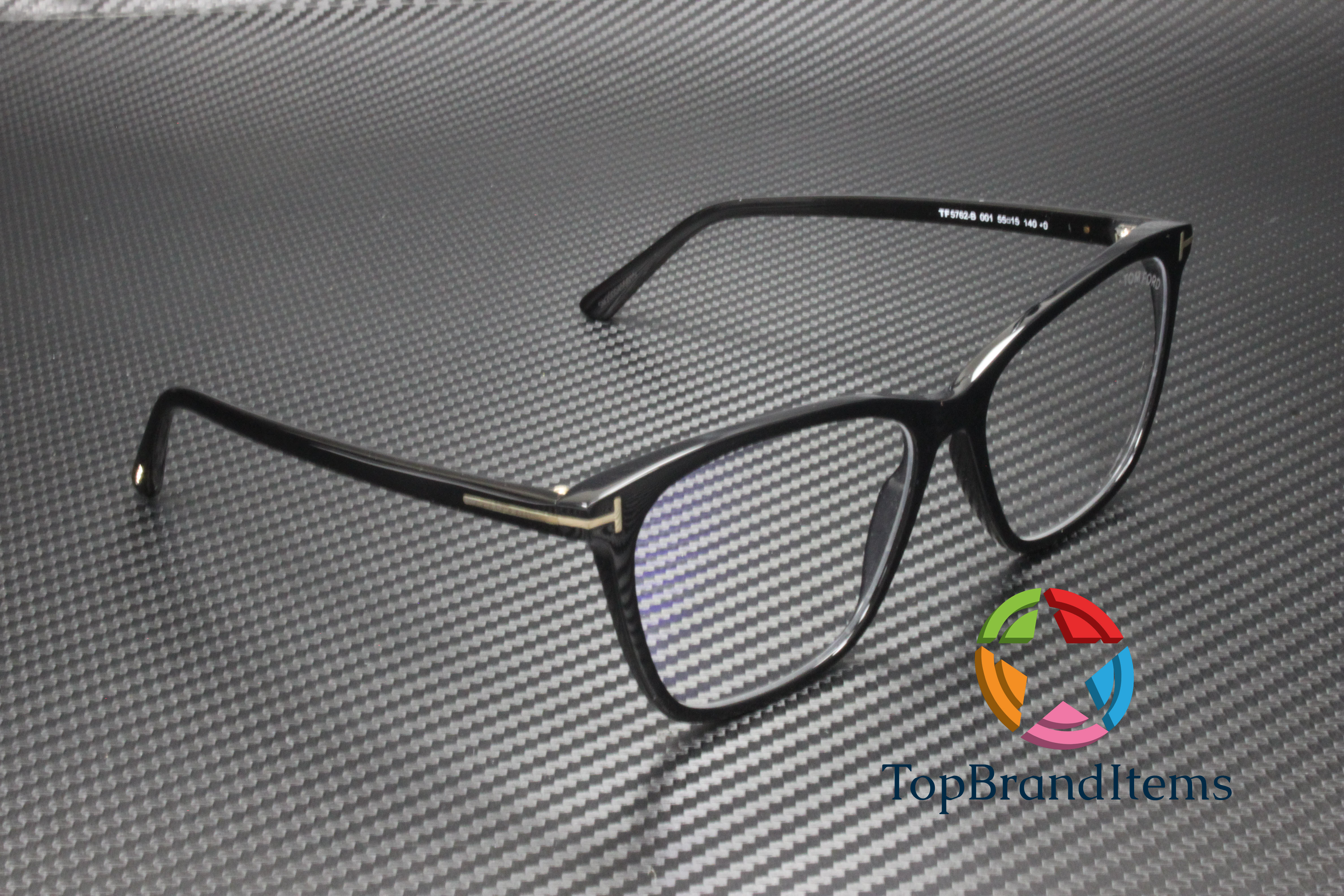 NWT, Tom Ford FT5762-B,  Cat Eye, Women Eyewear Frame, Size55X15X140. TOM FORD FT5762-B 001 Square Shiny Black Demo Lens 55 mm  main image 3