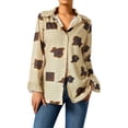 thumbnail image 6 of KOMOO Women Button Shirts Vintage Floral Print Long Sleeve Lapel Cardigan VNeck Loose Blouse, 6 of 10