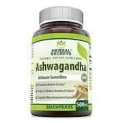 Herbal Secrets Ashwagandha Extract 500 Mg Capsules -Reduces Stress & Anxiety -Improve Thyroid Function -Natural Energy Boost (250 Count)